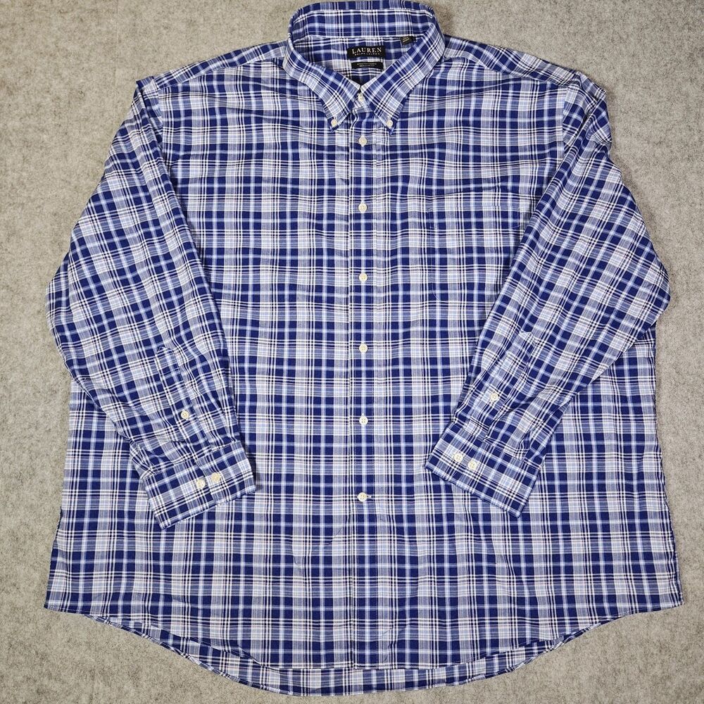 Lauren Ralph Lauren Mens Plaid Regular Fit Stretch Dress‎ Shirt Sz 4X (20) 34-35